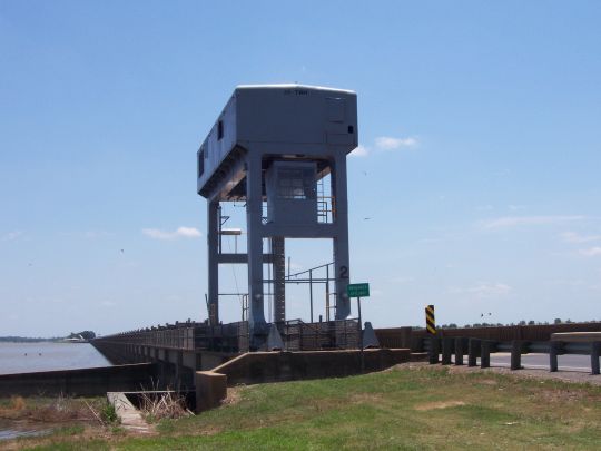 The Morganza Spillway waiting to be opened