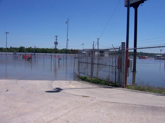 Atchafalaya River in Berwick, location where my (Wilma Subra's) father had a plant in 1973. The oil service company is closed down and the facility is under water.
