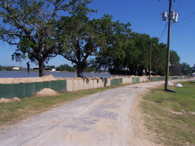 HESCO Baskets installed along Bayou Boeuf in Amelia.